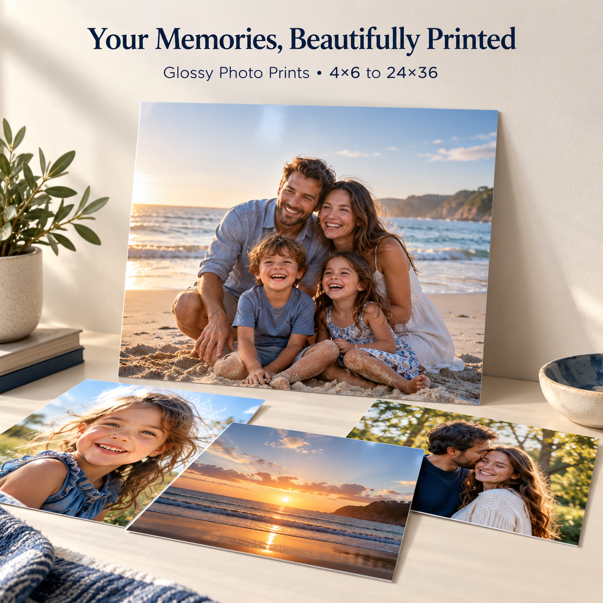 Glossy photo prints and enlargements from 4×6 to 24×36 inches